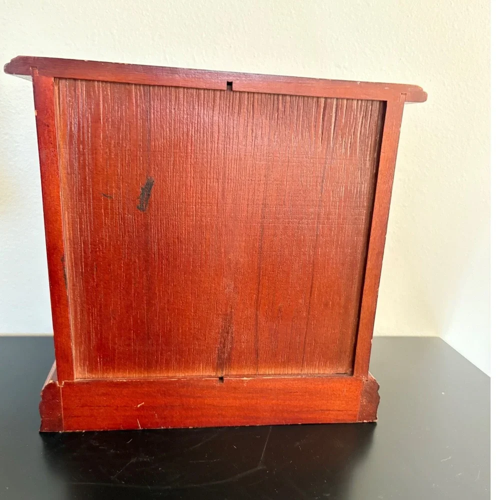 Vintage King Wood Co Wooden Jewelry Box 3 Drawers Mirrored Door Numbered‎